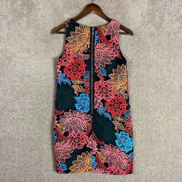 CeCe Arlington Shift Dress Women Size 0 Multicolor Floral Print Sleeveless Crepe - Picture 9 of 9